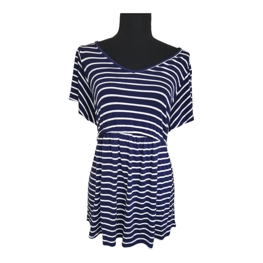 Isabel Maternity blue and white striped blouse